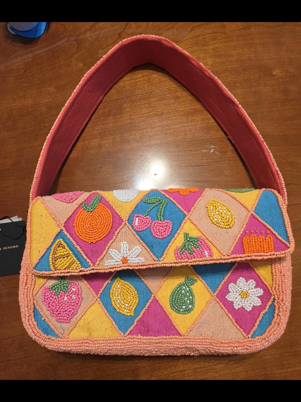 NWT America & Beyond Beaded Fruit Shoulder Bag Handmade India Statement Purse - Picture 2 of 11